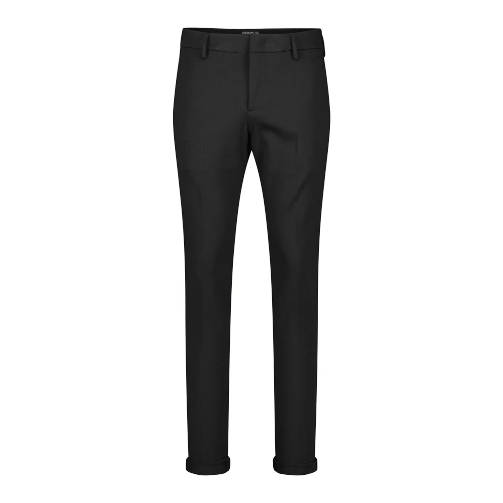 Dondup Men's Black Slim Fit Viscose-Mix Trousers - Suit Trousers - W35 - Trousers