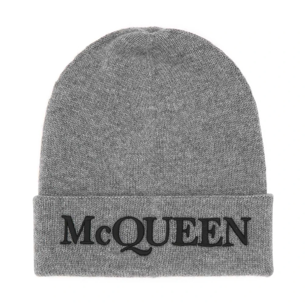 Alexander Mcqueen Men's Gray Accessories, M, Cashmere Beanie Hat In Grey