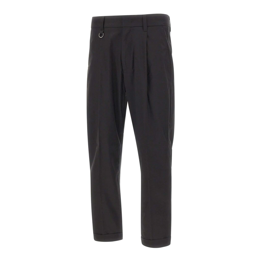 Paolo Pecora Men's Black Suit Trousers, M, Pleated Trousers