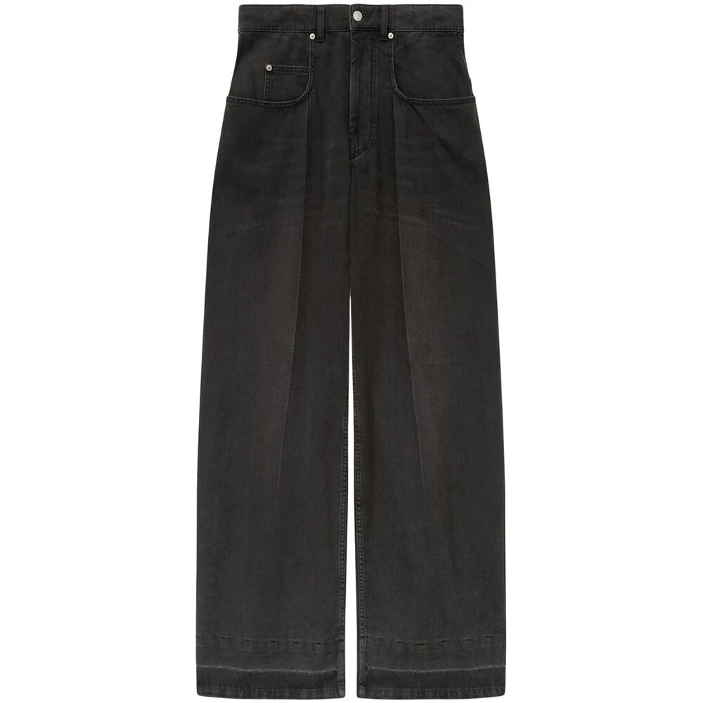 Isabel Marant Étoile Hoge Taille Wijde Pijp Denim Broek Black Dames