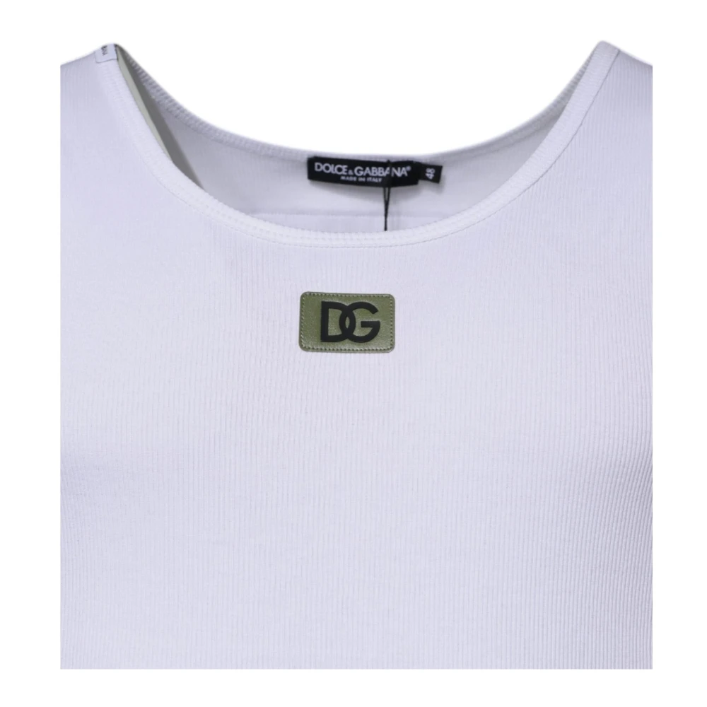 Dolce & Gabbana Witte Mouwloze Ronde Hals T-shirt White Heren