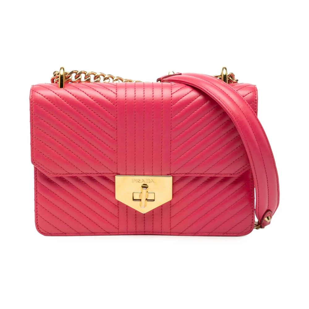 Prada Vintage Women's Pink Pre-Owned Flap Shoulder Bag