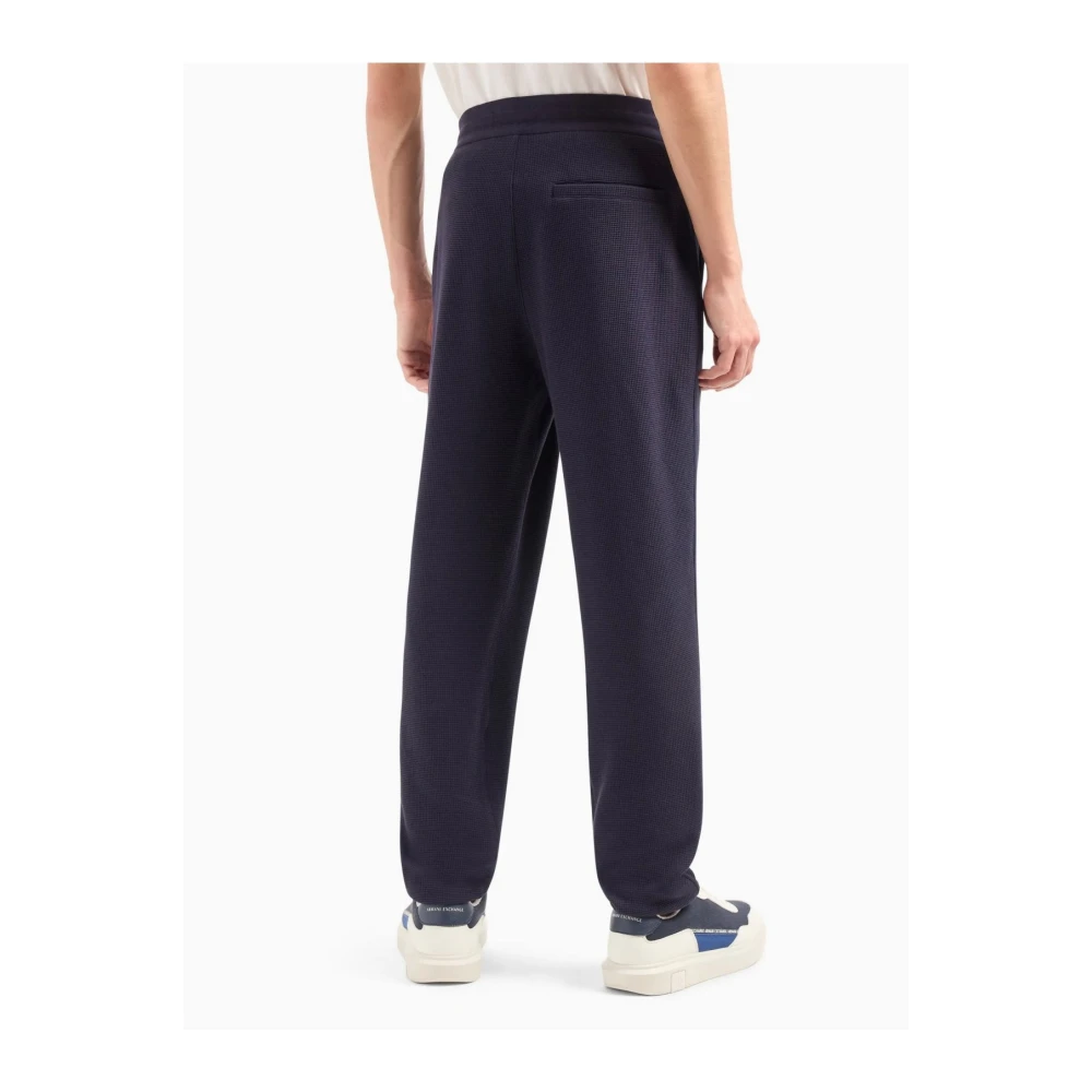 Armani Exchange Stretch Katoenen Joggers Blauwe Rechte Pasvorm Blue Heren