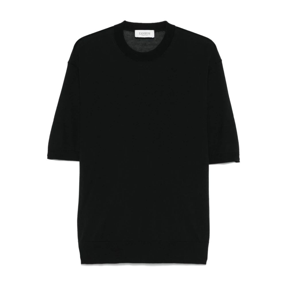 Laneus Zwarte Crew Neck T-shirts en Polos Black Heren