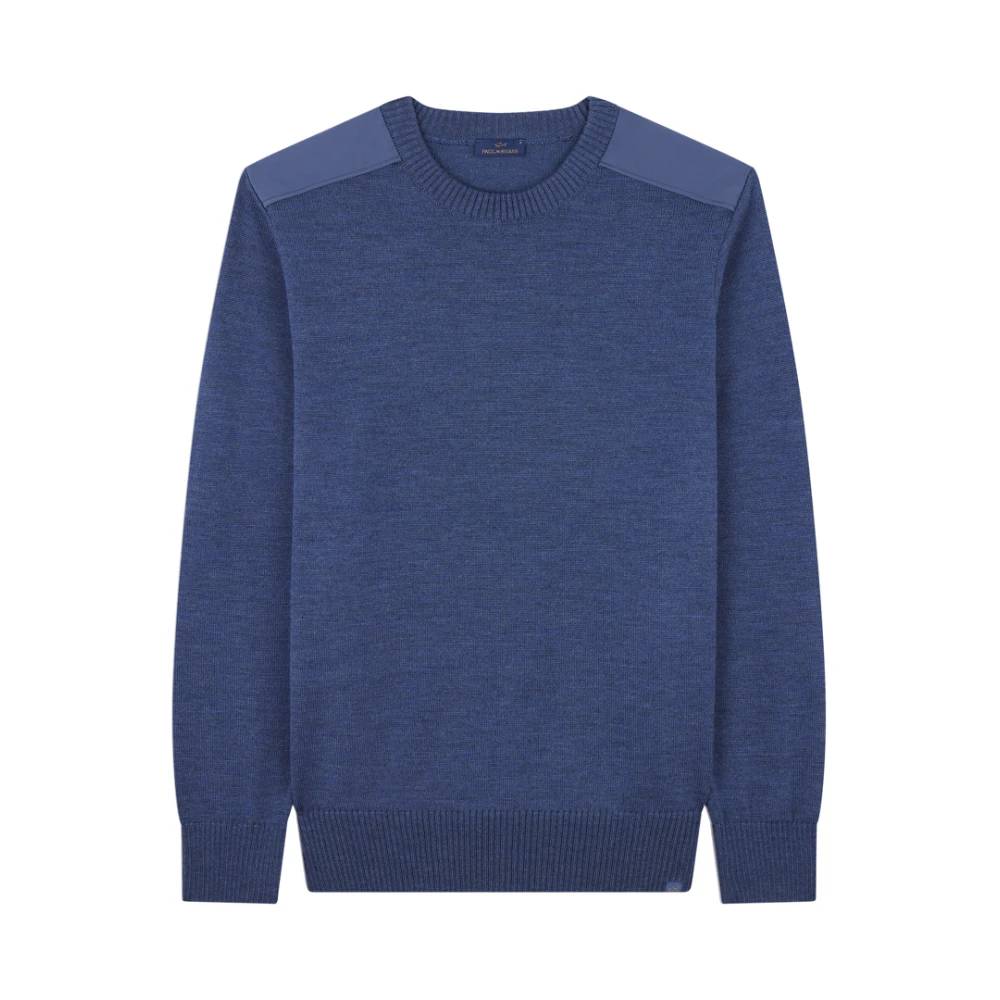 Paul & Shark Blue Round-Neck Knitwear, Male, 2XL, Cool Touch Wool Crewneck Jumper