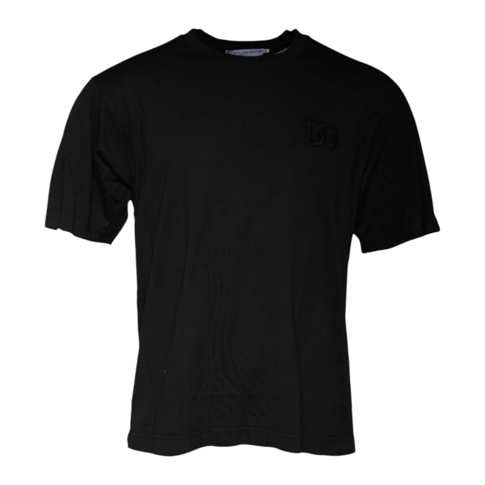 Dolce & Gabbana Zwarte Katoenen Crew Neck T-shirt Black Heren