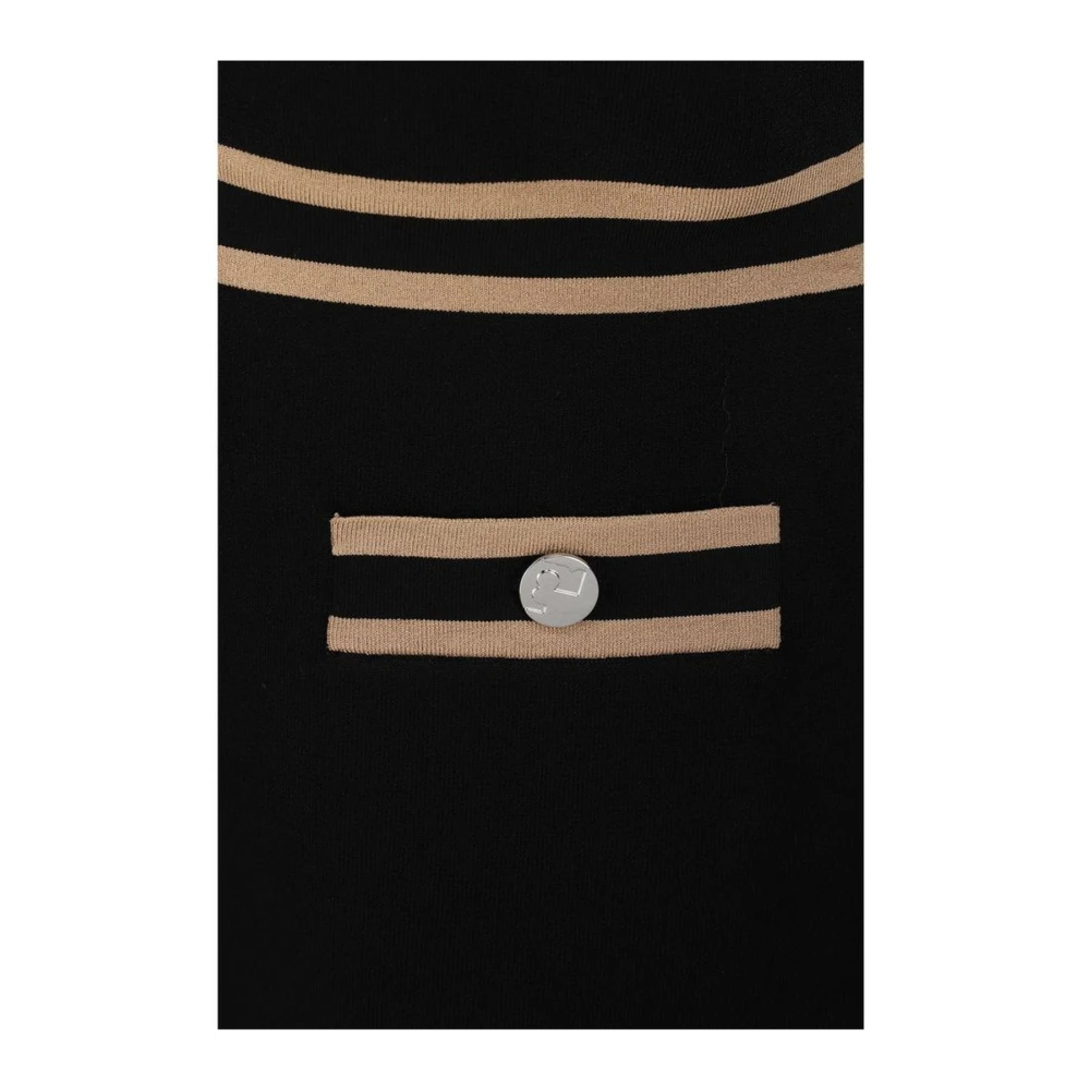 TORY BURCH Jurk met Contrasterende Welt Zakken en V-hals Black Dames