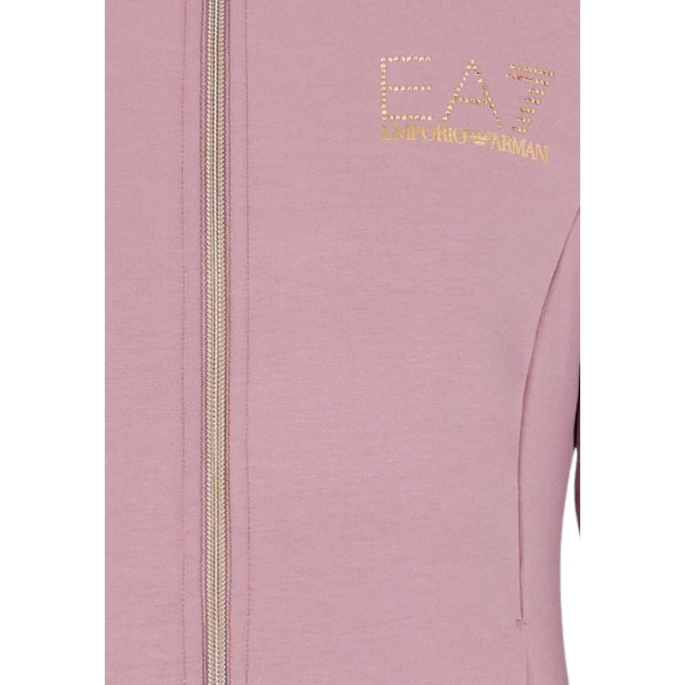 Emporio Armani EA7 Veelzijdige Full-Zip Sweater Jas Pink Dames