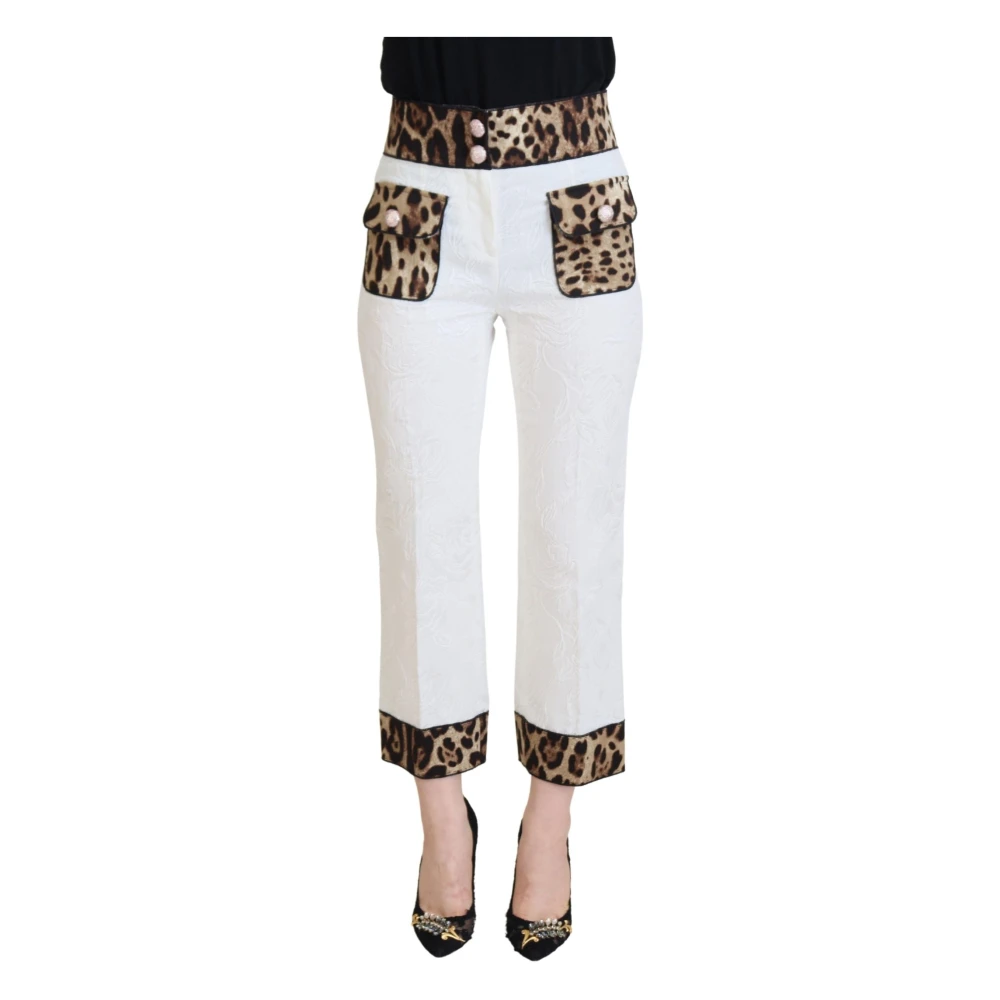 Dolce & Gabbana Vita byxor med hög midja och leopardmönster White, Dam