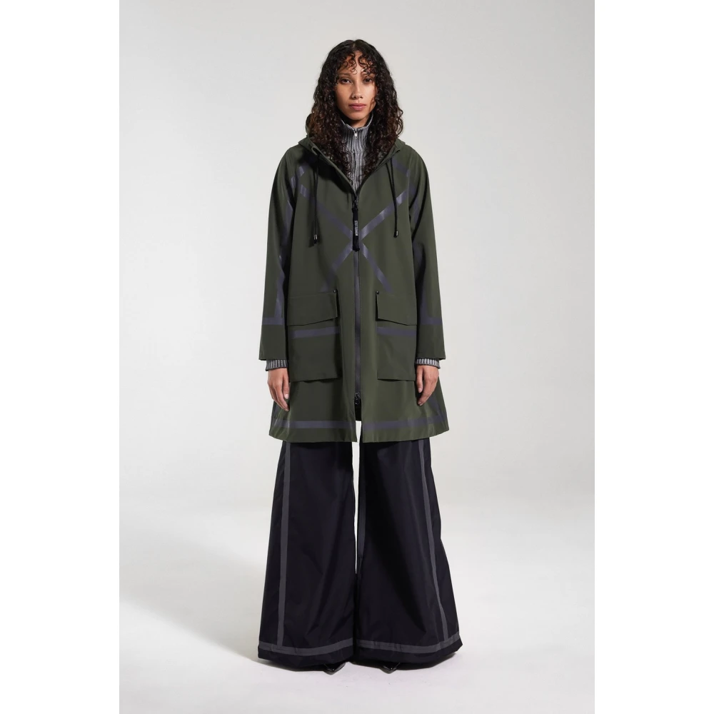 Stutterheim Lichtgewicht A-lijn regenjas met getapete strepen Green Dames