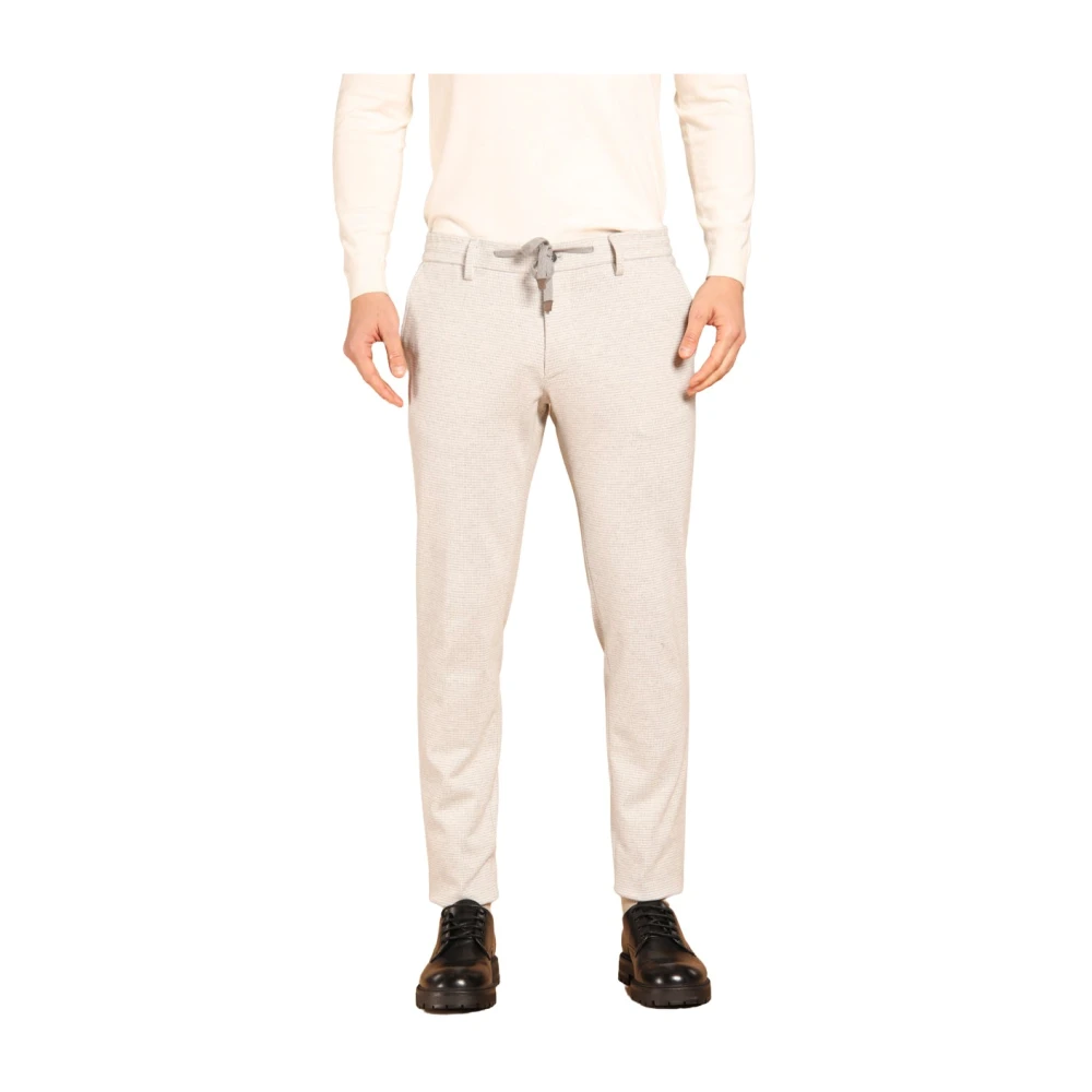 Mason's Slim Fit Houndstooth Chino Jogger Broek Gray Heren