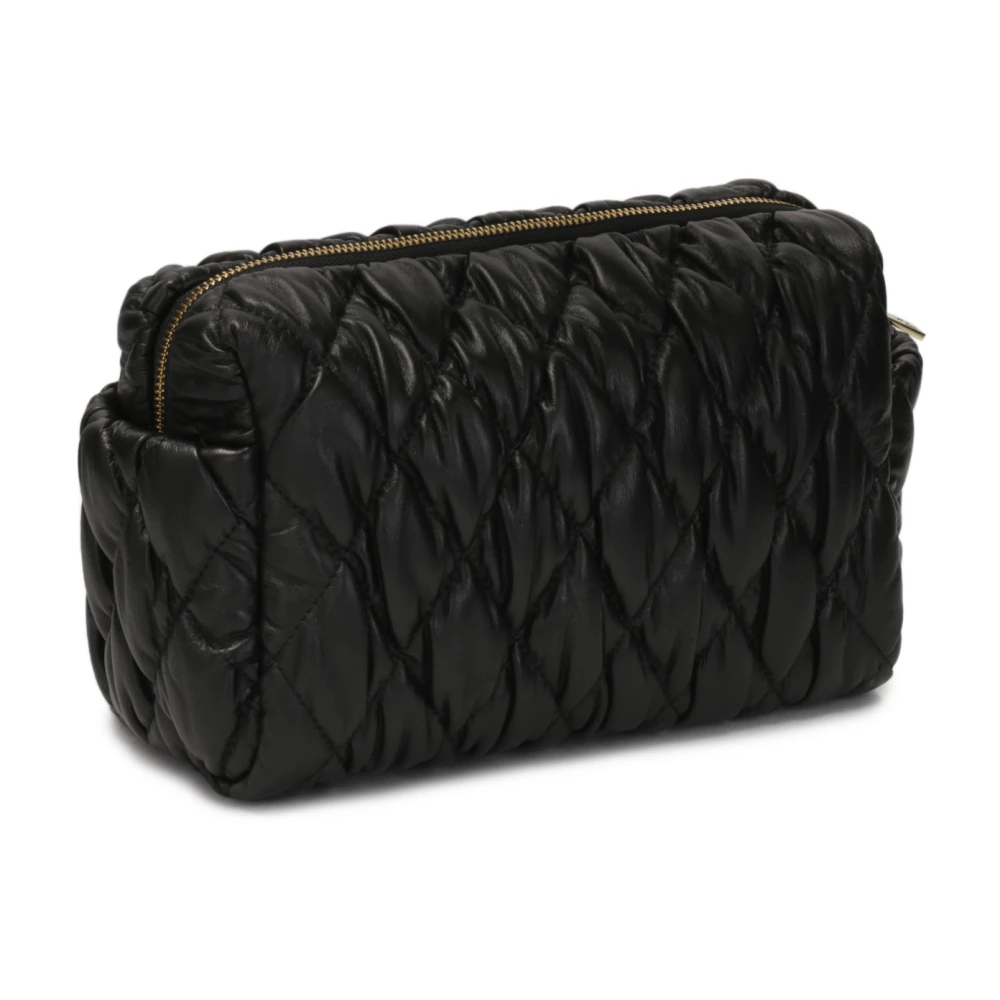 Kazar Zwarte leren make-uptas met quilten Black Heren