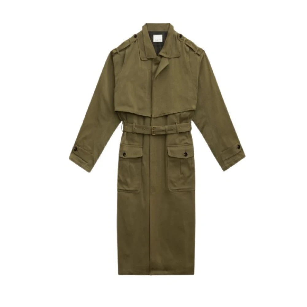Isabel marant Katoenen Trenchcoat met Dubbele Kraag Brown Heren