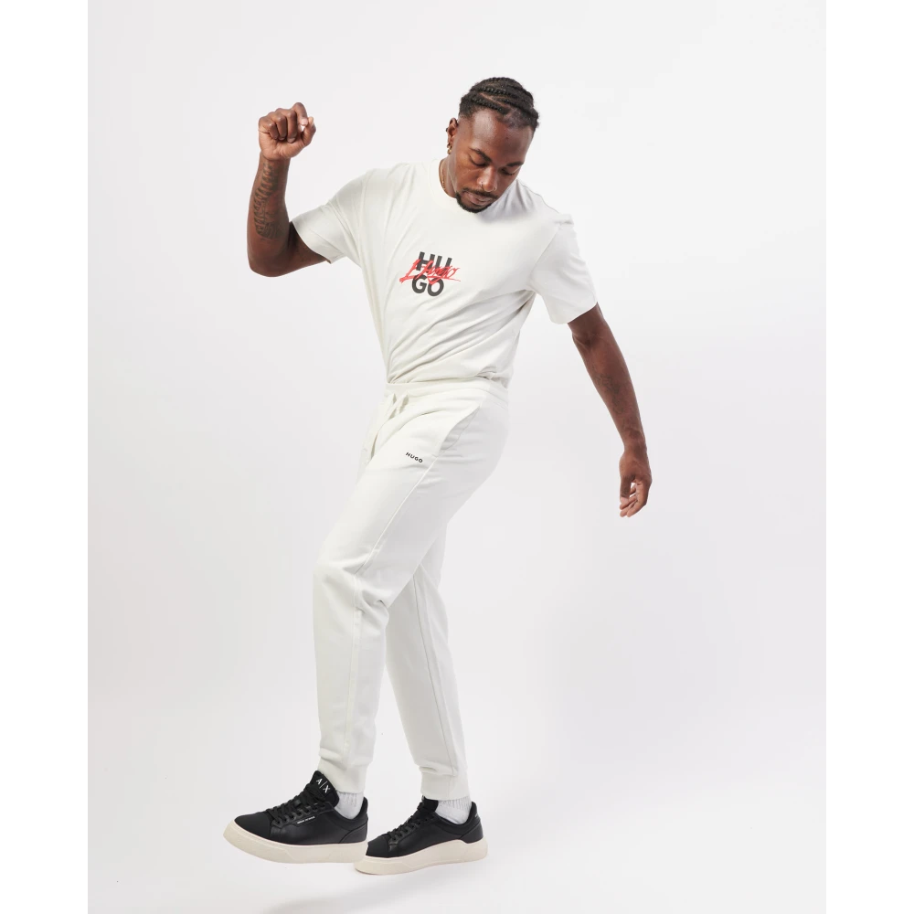 Hugo Boss Witte elastische bodemsweatpants White Heren