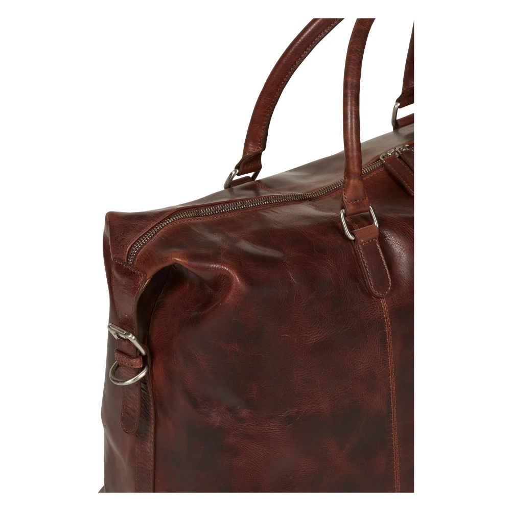 Howard London Bruin Leren Weekendtas Brown Heren