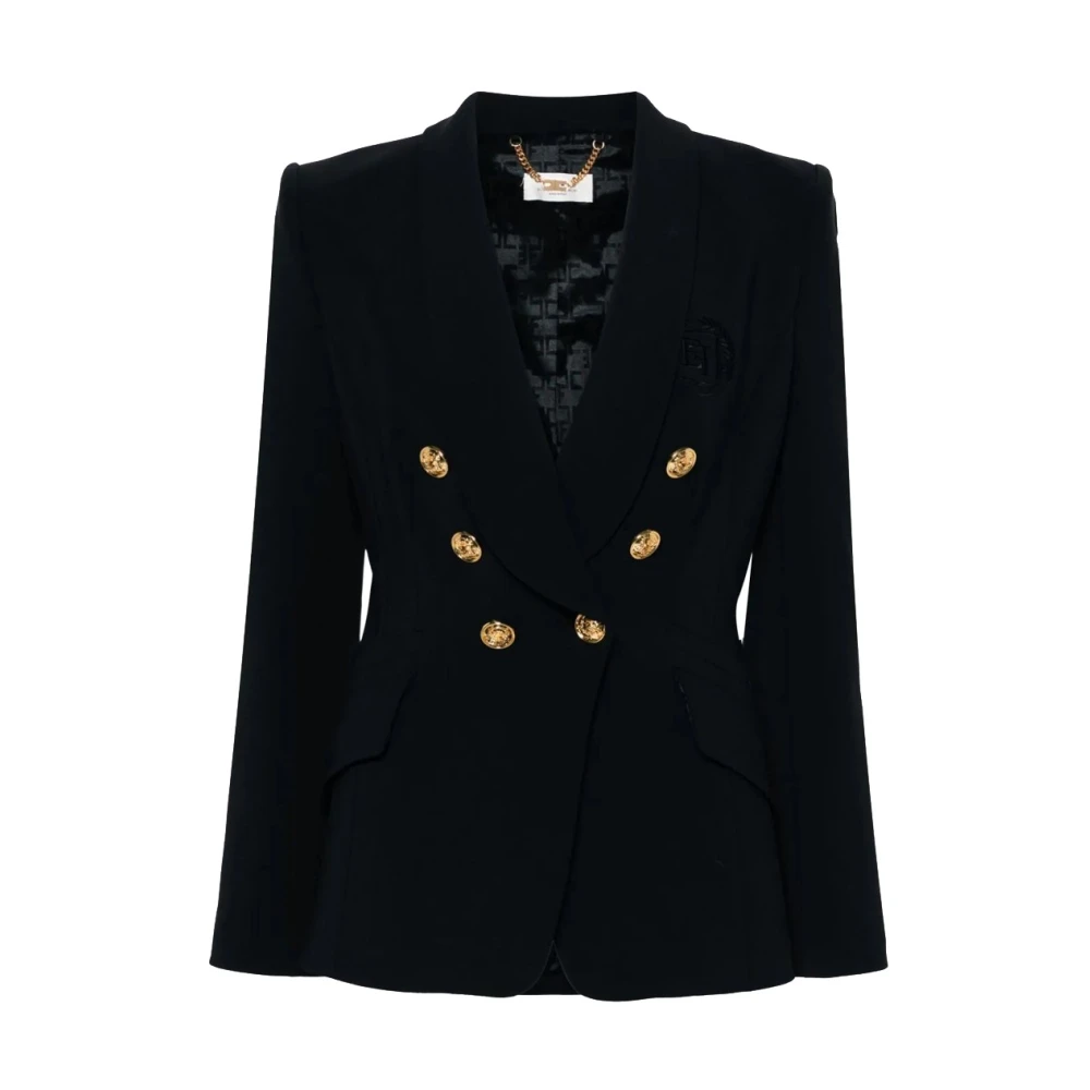 Elisabetta Franchi Zwarte Jassen voor Vrouwen Black Dames