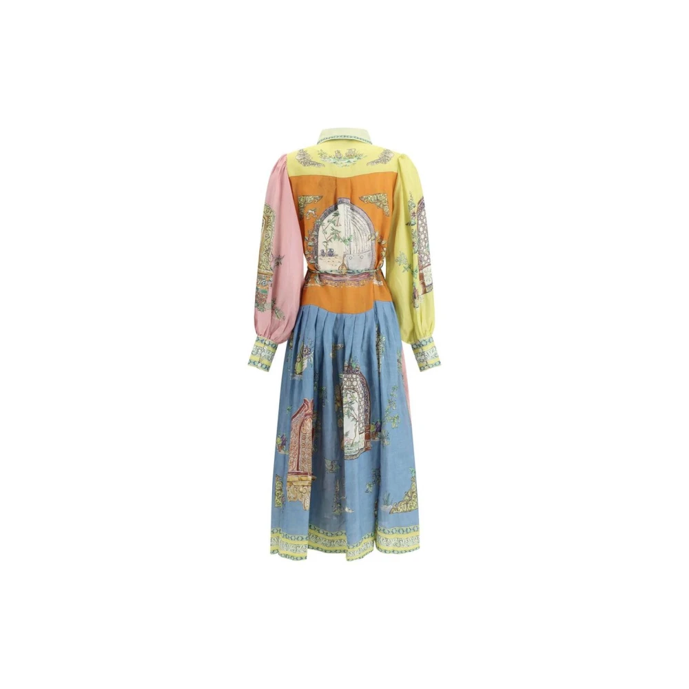 Alemais Patchwork Print Maxi Jurk Lange Mouw Multicolor Dames