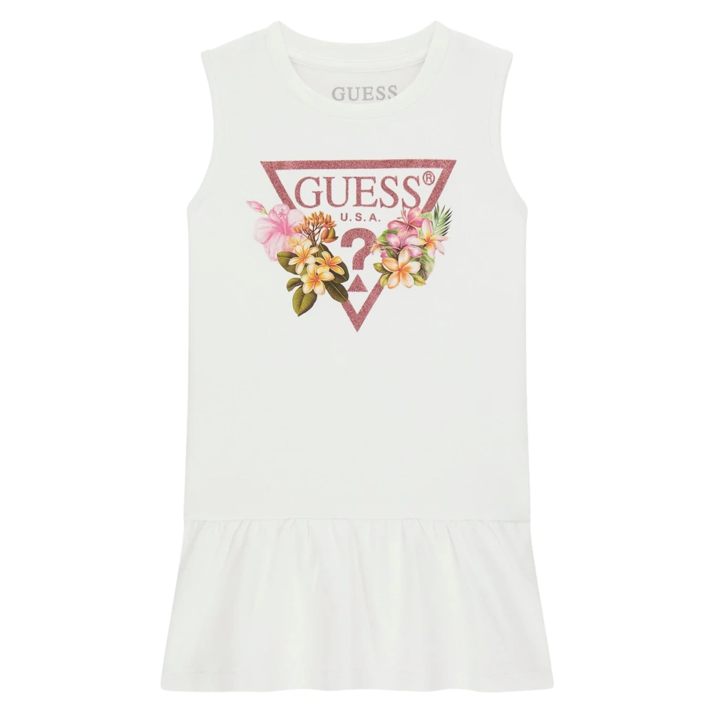 Guess Girls White Sleeveless Logo Dress - Dresses - 5 Y - Kids