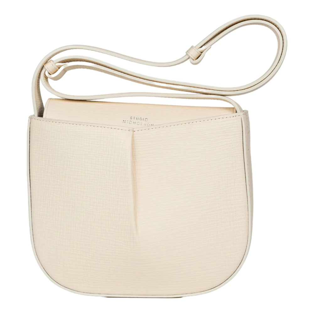 Studio Nicholson Geplooide Leren Crossbody Tas in Off-White Beige Dames