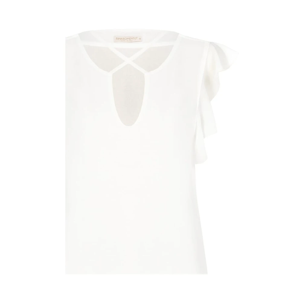 RINASCIMENTO Effen kleur blouse met kruisbandjes White Dames