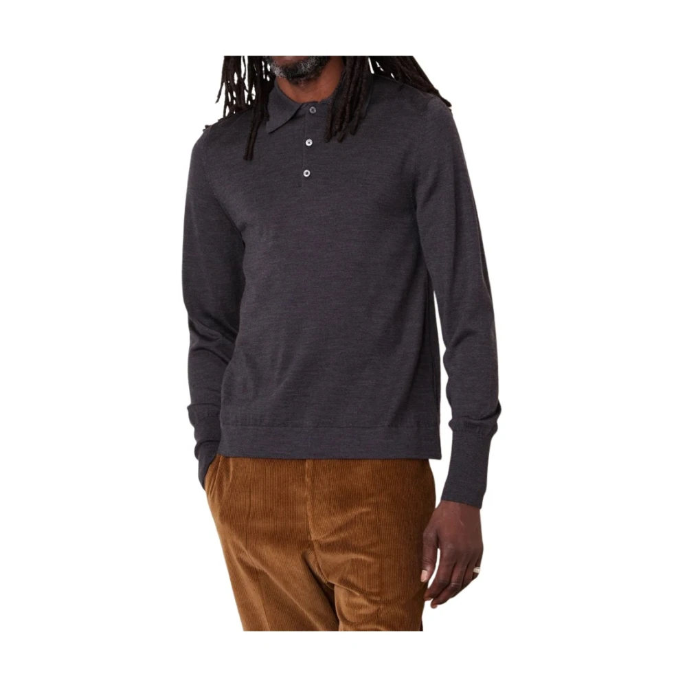 Officine Générale Lange mouw polo shirt Gray Heren