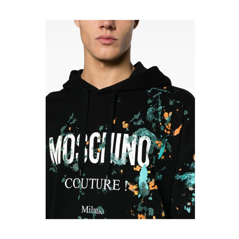 Moschino Biologisch Katoenen Sweatshirt met Schilderachtige Print Black Heren