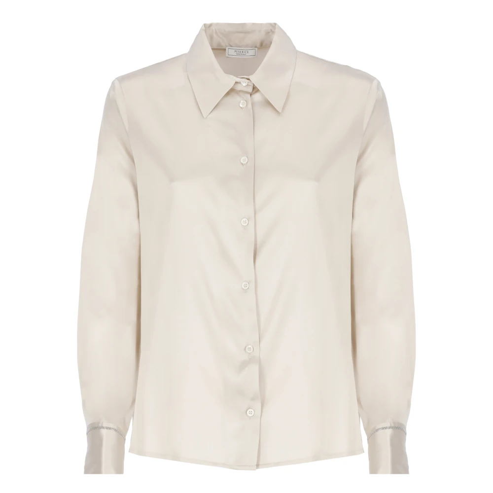 PESERICO Beige Zijden Shirt met Kraag Beige Dames