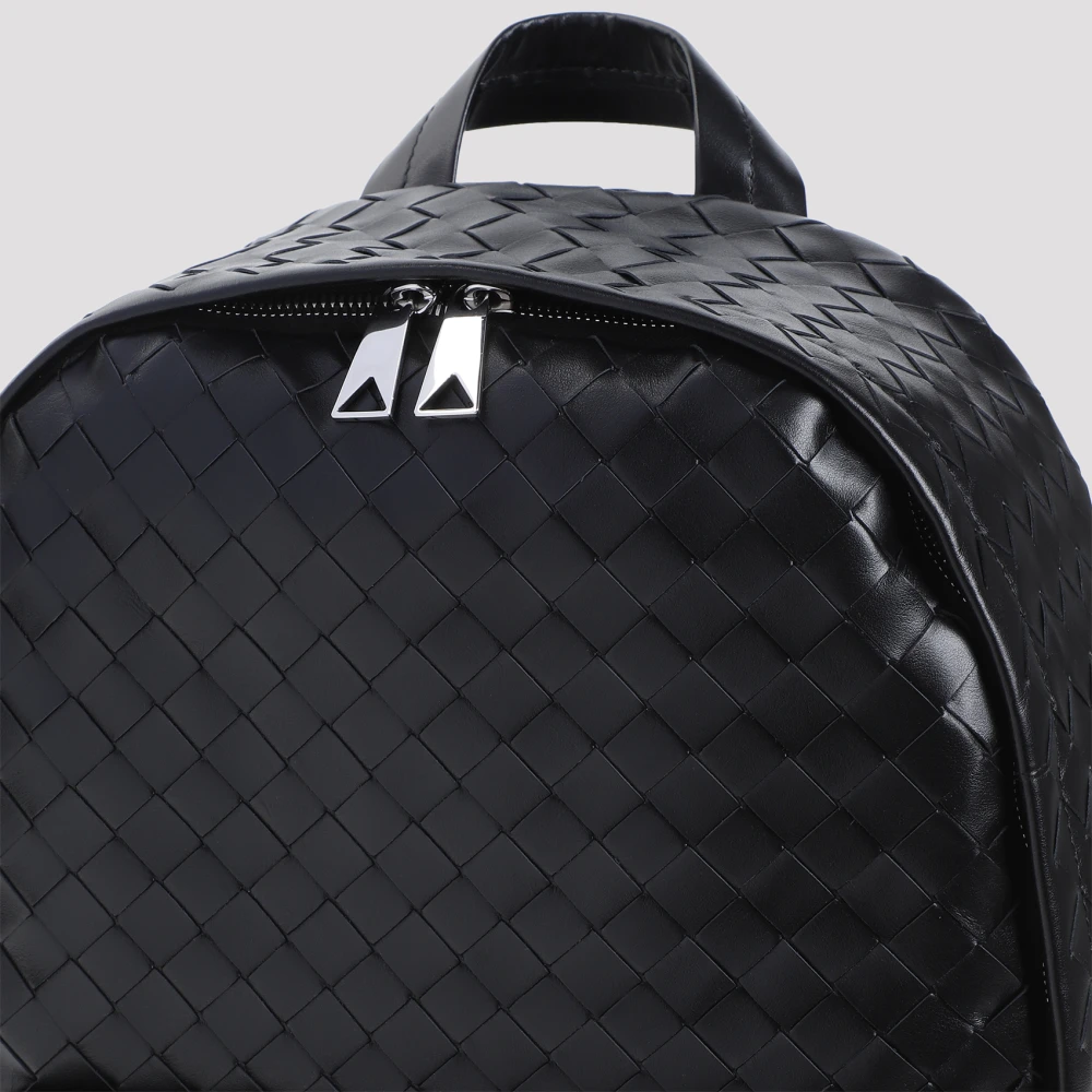 Bottega Veneta Zwarte Leren Rugzak Stijlvolle Herentas Black Heren