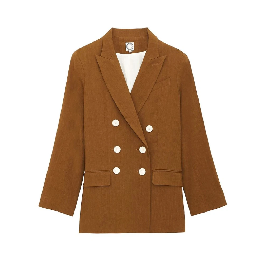 Ines De La Fressange Paris Ezio jas in bruin linnen Brown Dames