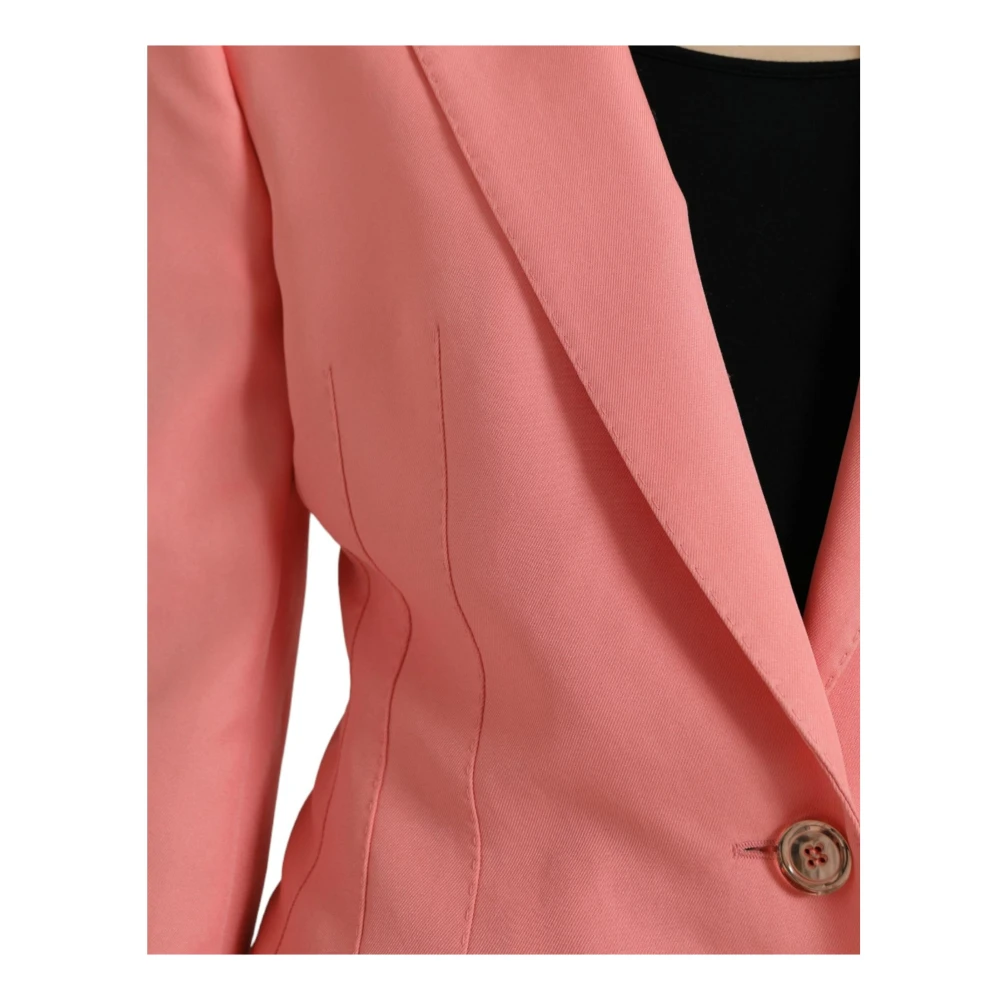 Dolce & Gabbana Stijlvolle Roze Peak Lapel Blazer Pink Dames