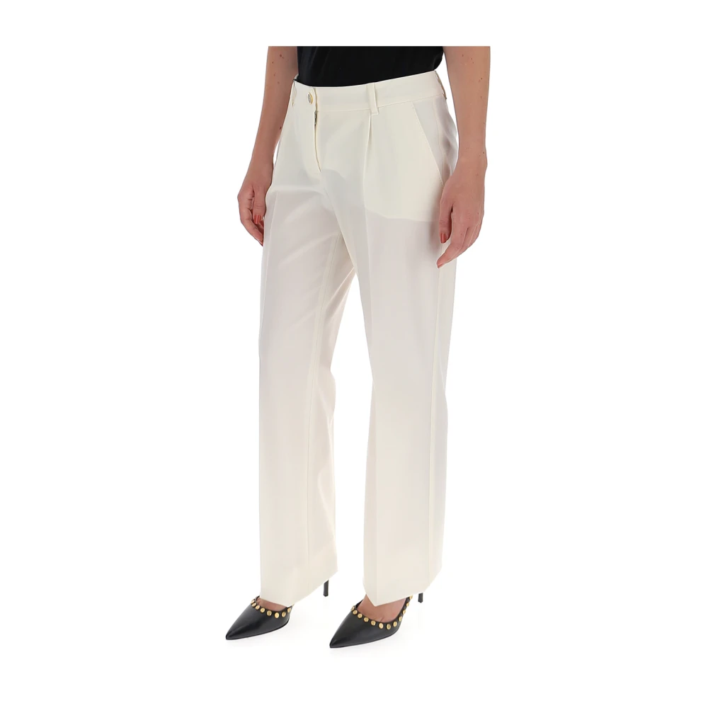 Dolce & Gabbana Witte Stretch Wol Pantalon White Dames