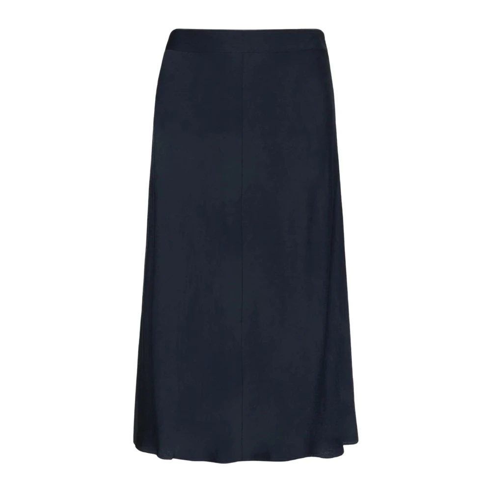 Tommy Hilfiger Damen Blau Solider Midi-Rock Im Crêpe-Stil