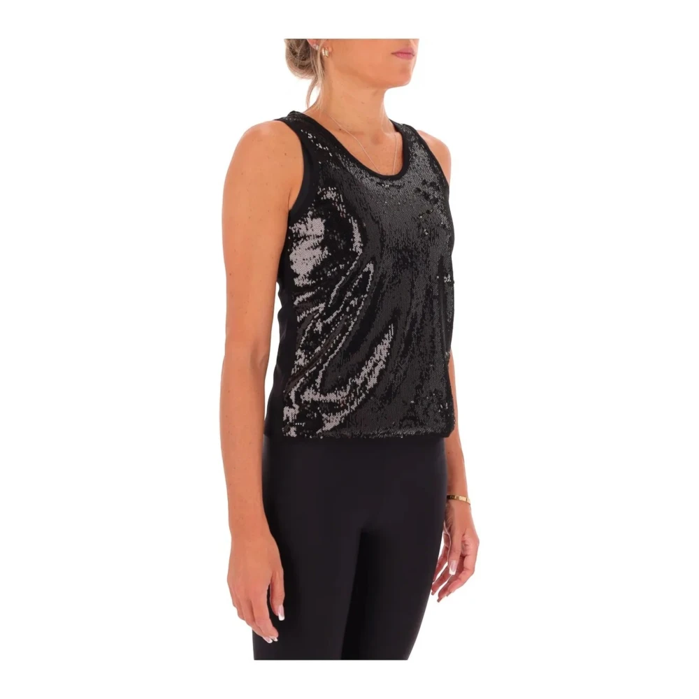 Marella Zwarte Paillet Mouwloze Top Veneto Black Dames