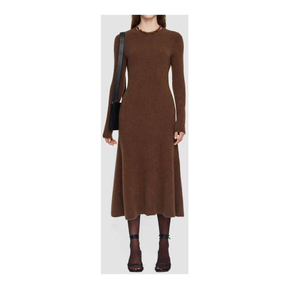 joseph Luxe Geborstelde Cashmere Fit to Flare Jurk Brown Dames