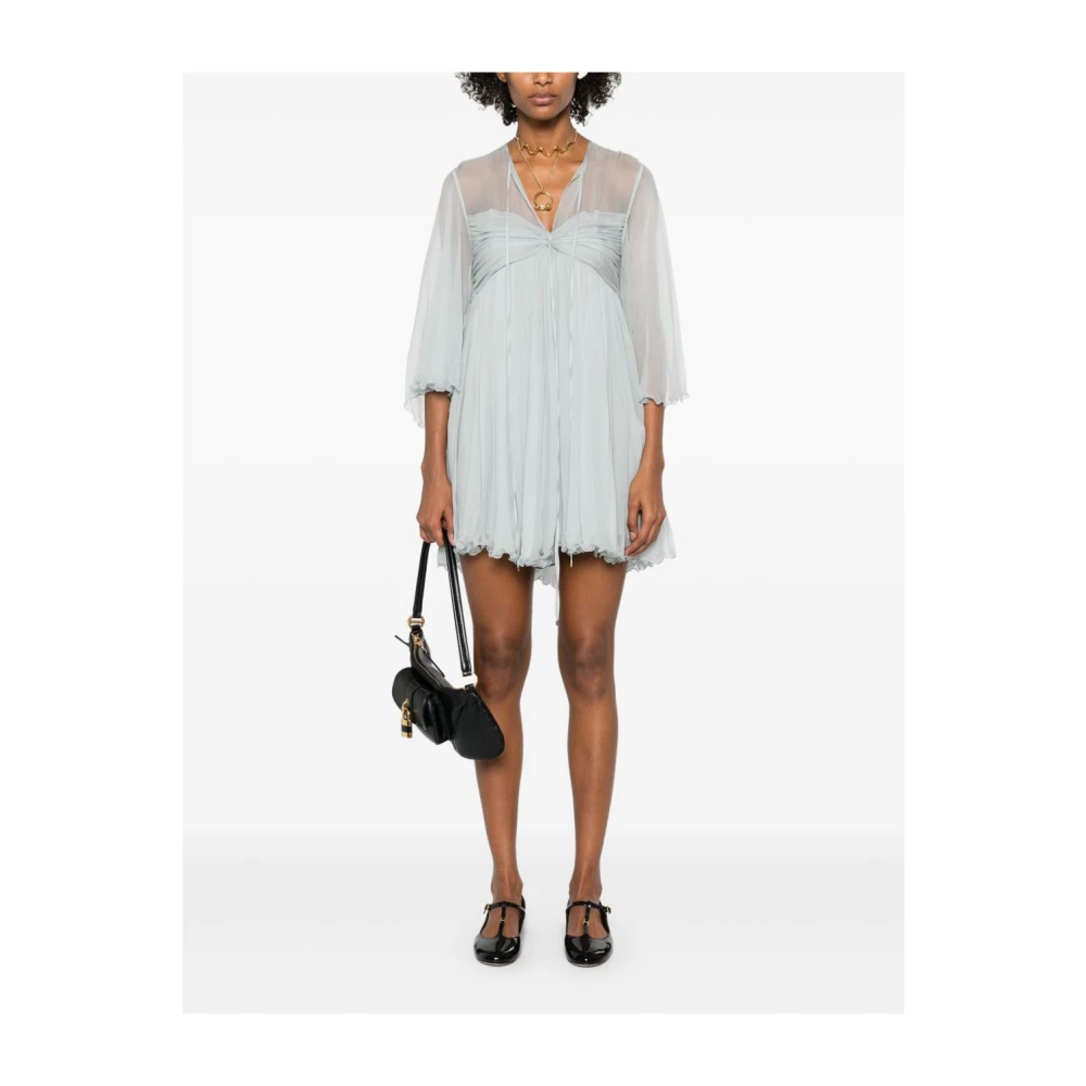 Chloé Blauwe Jurken met Mintgroene Accenten Blue Dames