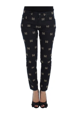 Blå nyckelbroderad slim fit KATE jeans