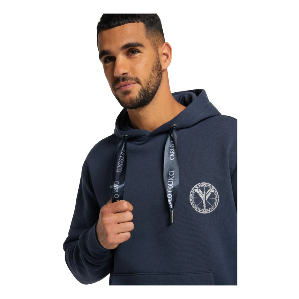 carlo colucci Klassieke hoodie met logodetail Blue Heren