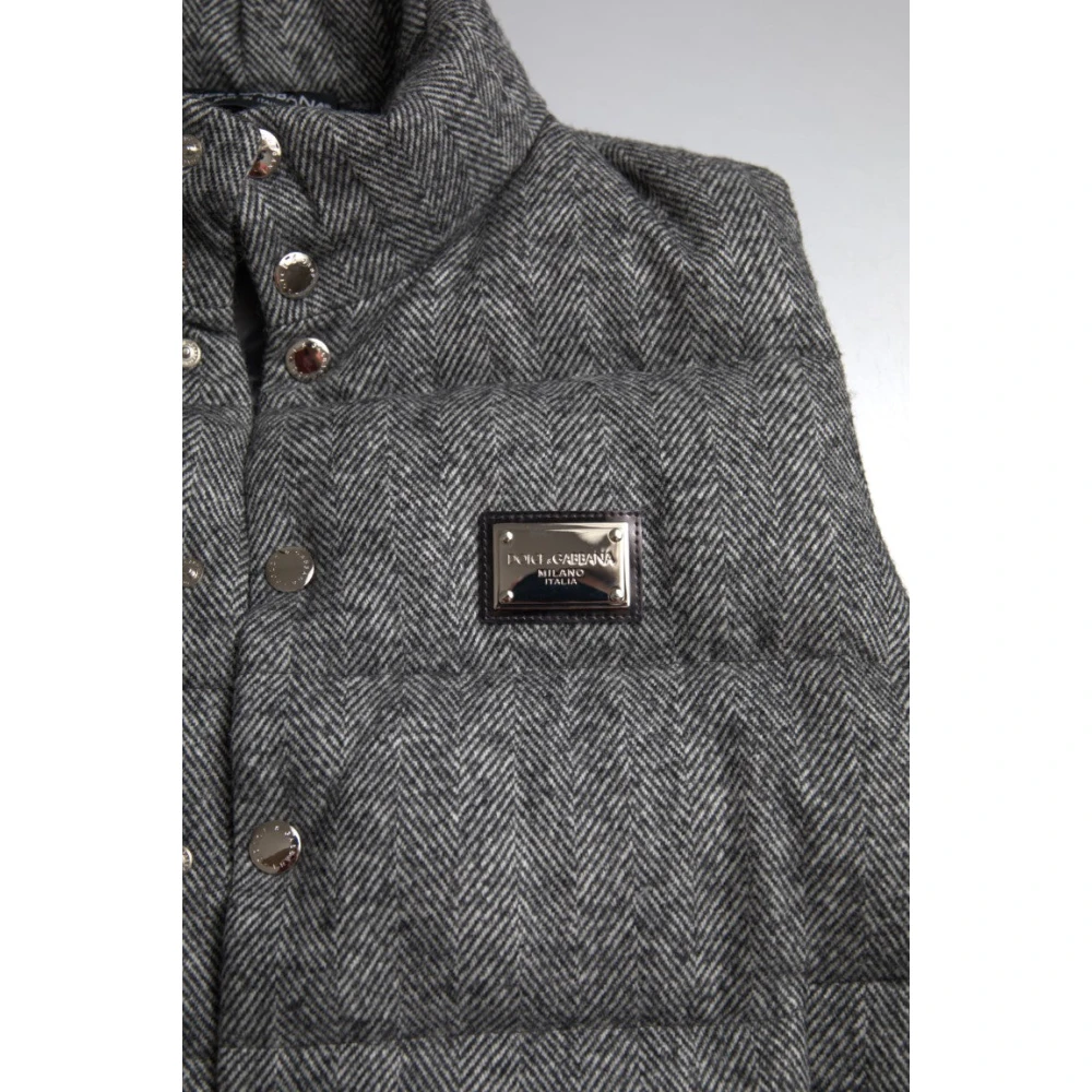 Dolce & Gabbana Elegante Chevron Gebreide Vest in Grijs Gray Heren