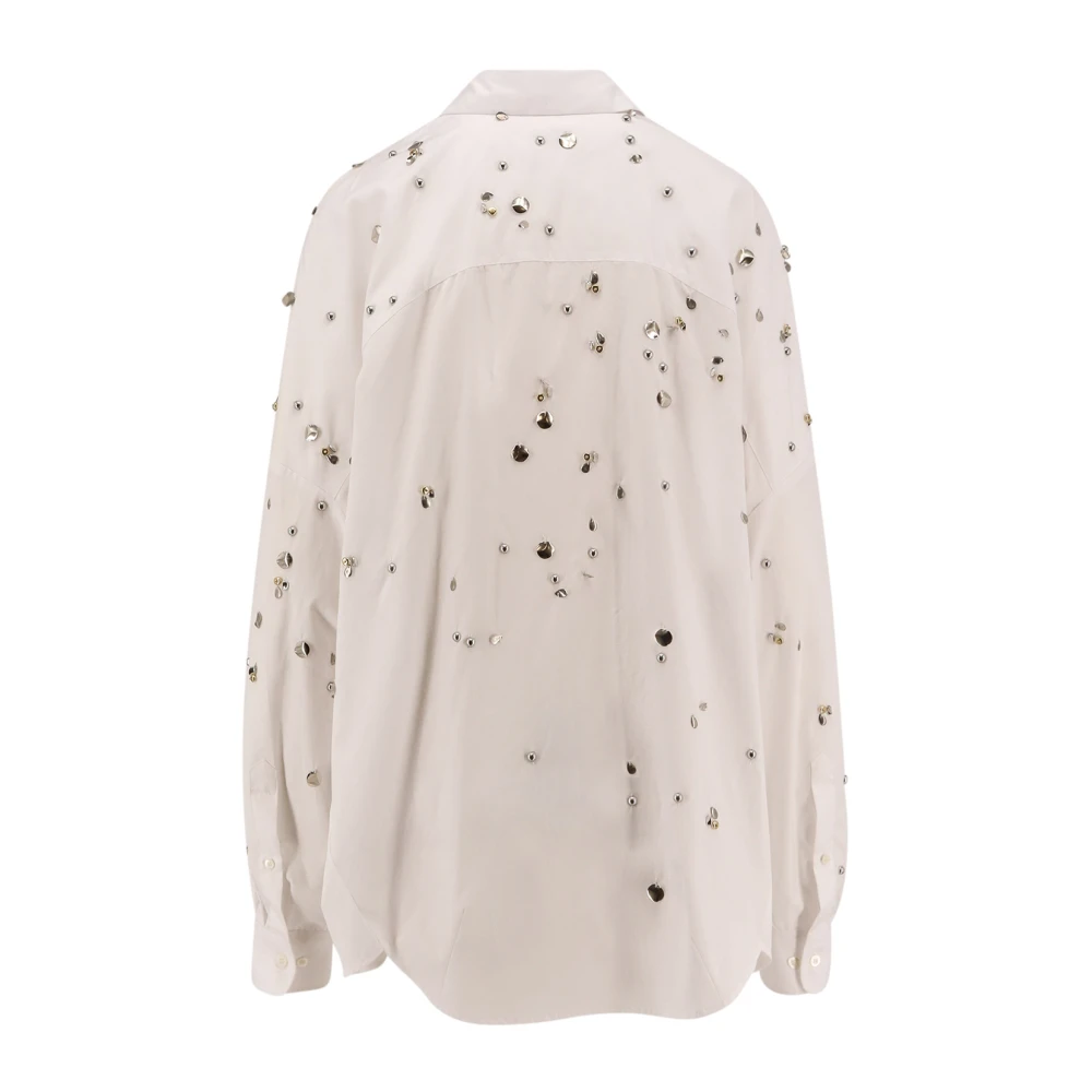 Dries Van Noten Paillet- en Studs Katoenen Shirt White Dames