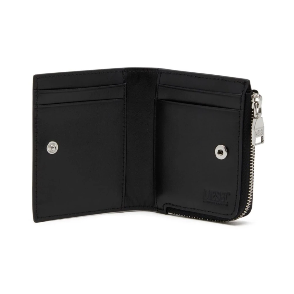 Diesel Zwarte Portemonnee met Logoplaatje Black Dames