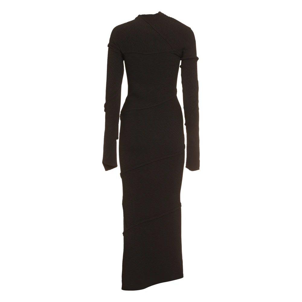 Balenciaga Geribbelde Gebreide Spiral Jurk Black Dames