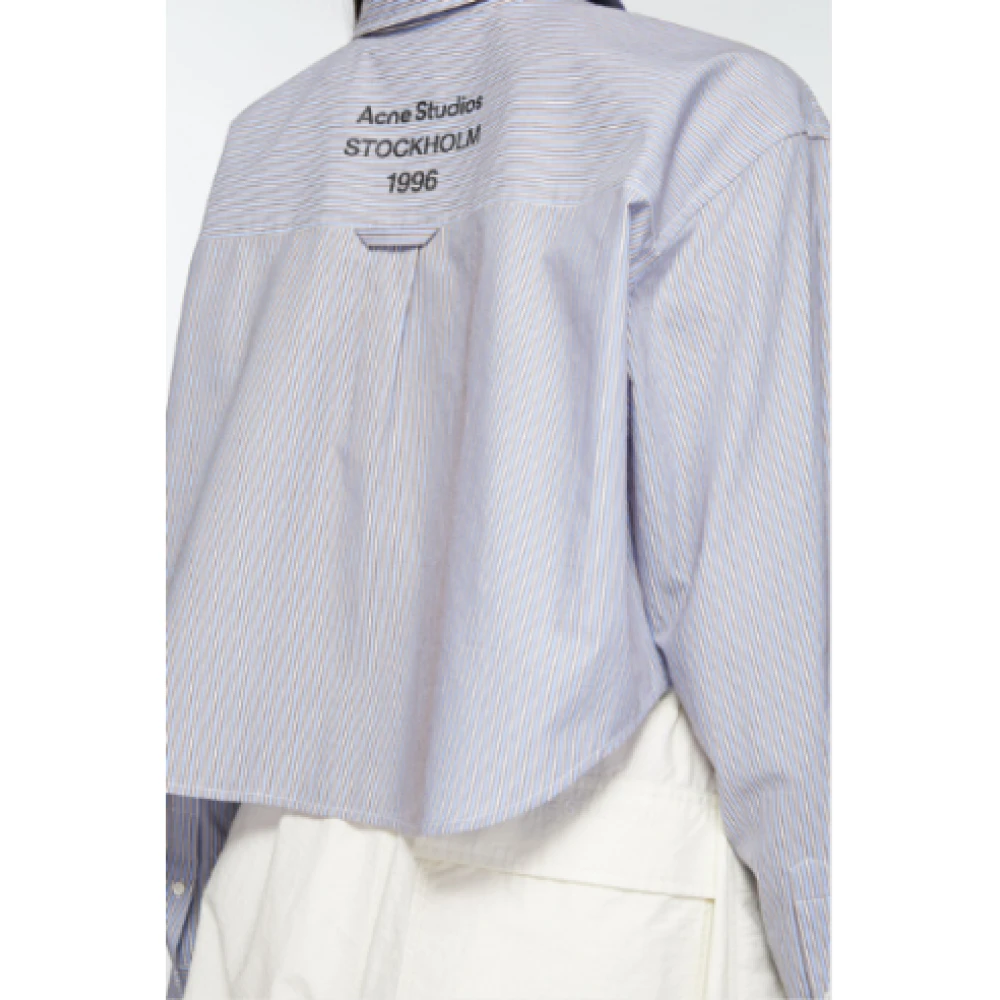 Acne Studios Blauwe Jacquard Overhemd Biologisch Katoen Blue Dames