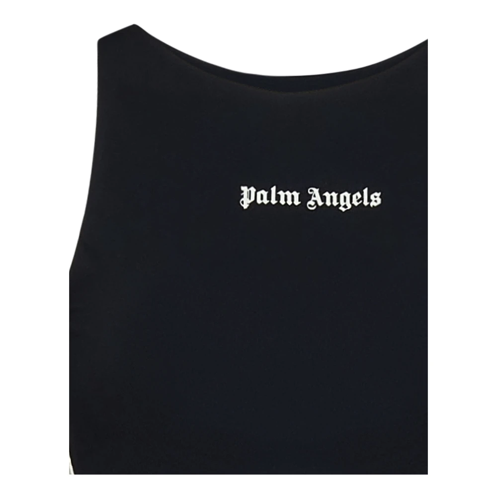 Palm Angels Zwart Logo Track Crop Top Black Dames