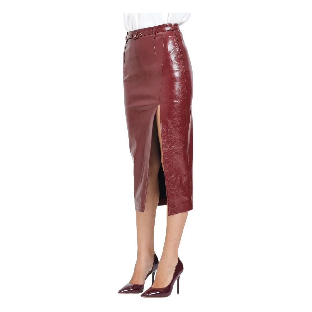 Simona Corsellini Women's Brown Bordeaux Vinyl Midi Skirt - Midi Skirts - Xs - Skirts