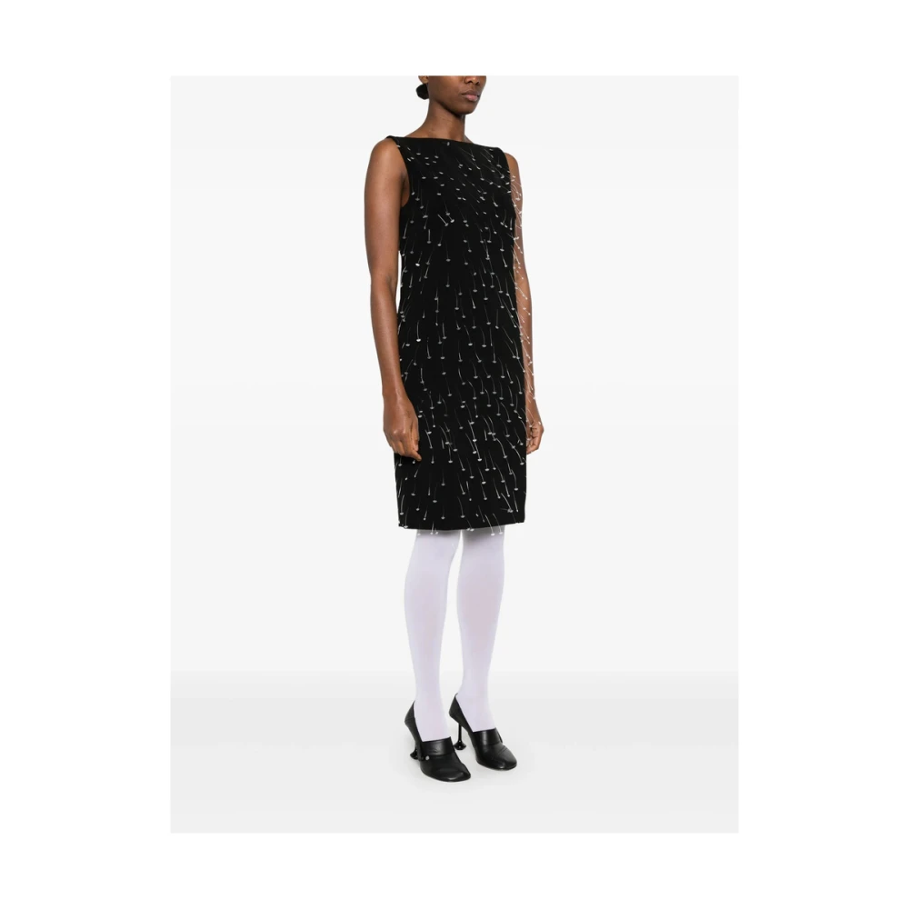 Moschino Zwarte Bootnek Mouwloze Jurk Black Dames