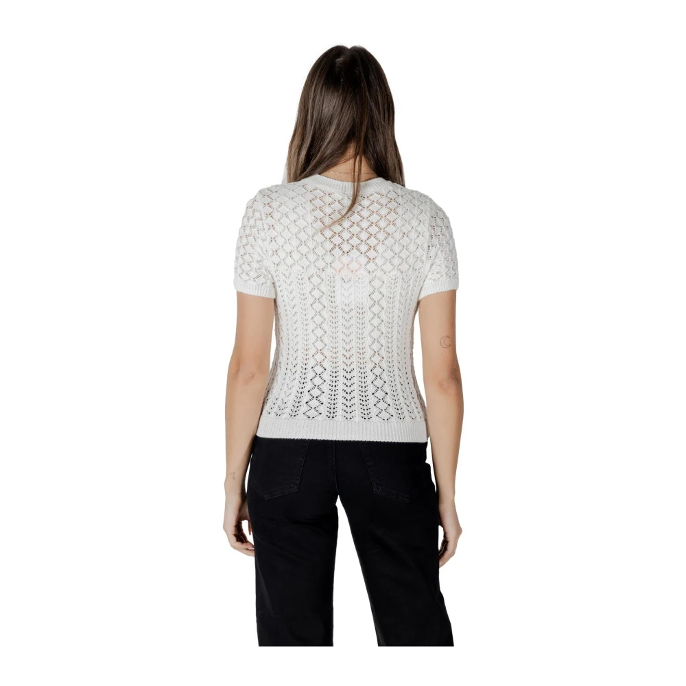 Only Witte Gebreide Korte Mouw Top White Dames