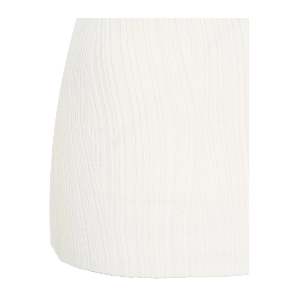Elisabetta Franchi Witte Bloemen Gebreide Top Korte Mouw White Dames