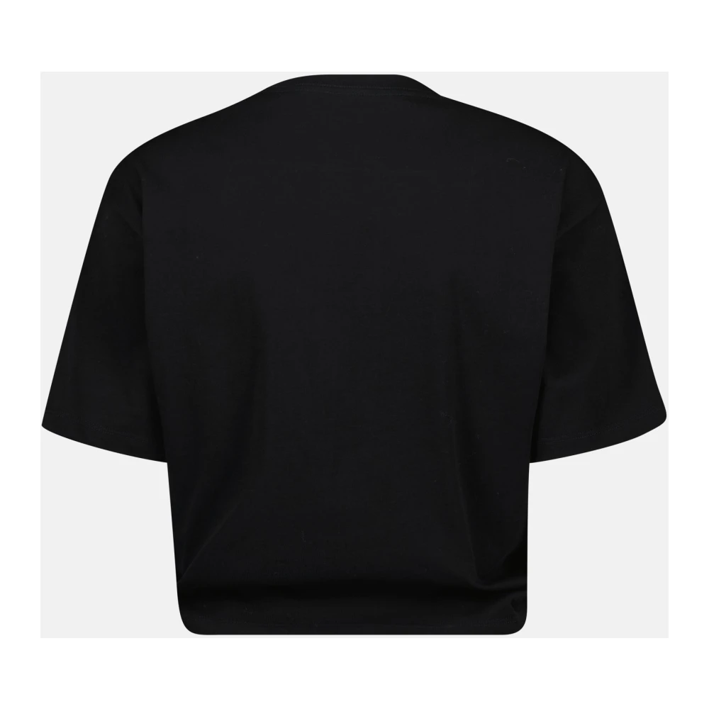 Versace Moderne aardbeienprint crop top Black Dames