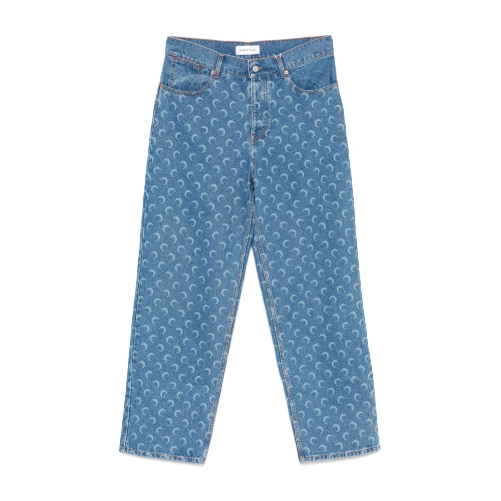 Marine Serre Heldere Blauwe Jeans met Klassieke Stijl Blue Heren