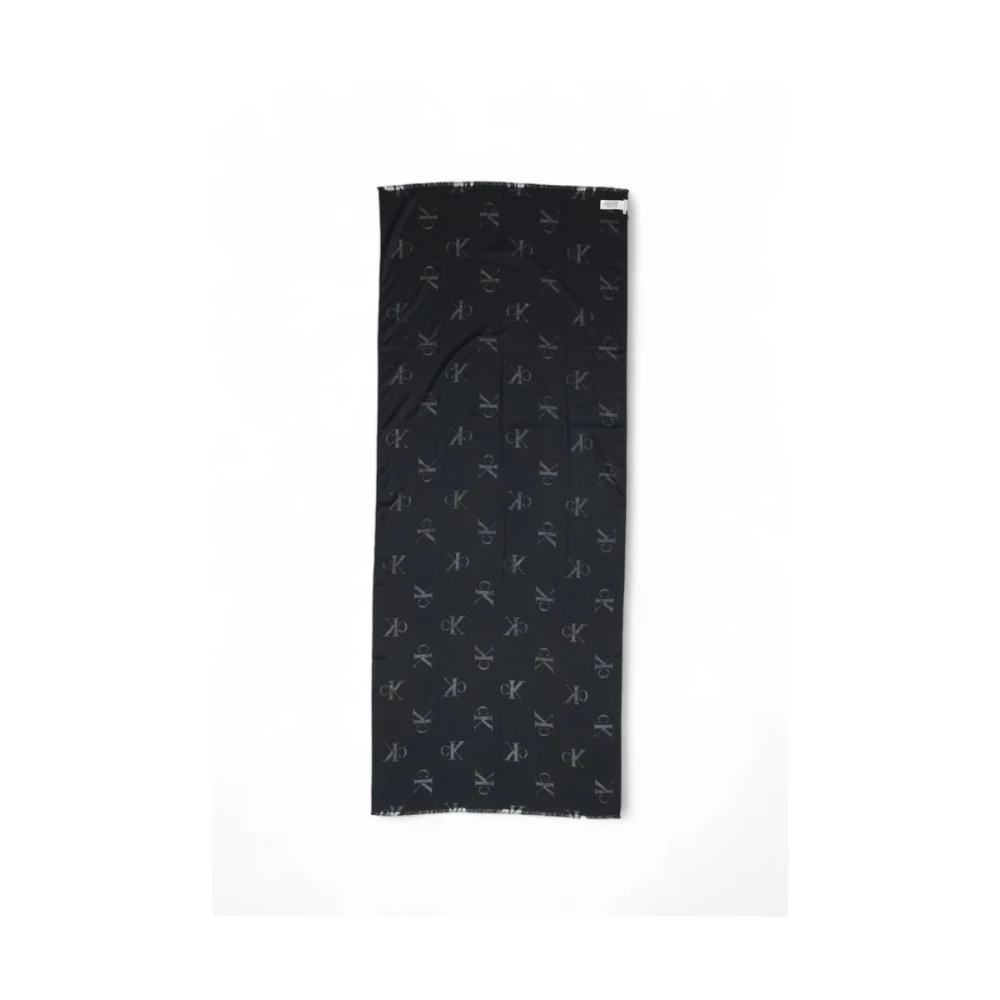 Calvin Klein Zwarte Modale Sjaal Herfst Winter Collectie Black Dames